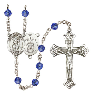 Sterling Silver 6mm Saint Christopher / Air Force Rosary