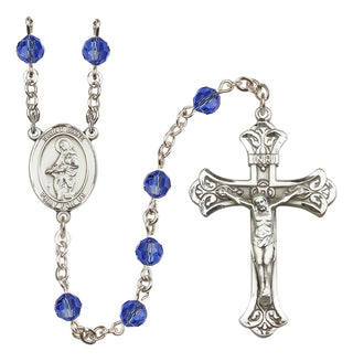 Sterling Silver 6mm Austrian Crystal Saint Jane of Valois Rosary in Sapphire