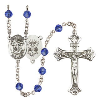 Sterling Silver 6mm Saint Michael / Navy Rosary