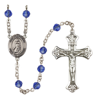 Sterling Silver 6mm Austrian Crystal San Peregrino Rosary in Sapphire