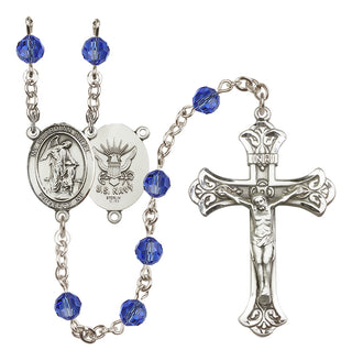 Sterling Silver 6mm Guardian Angel / Navy Rosary