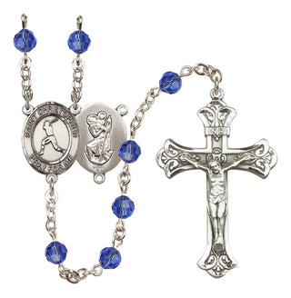 Sterling Silver 6mm Saint Christopher/Baseball Rosary