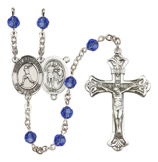 Sterling Silver 6mm Saint Sebastian/Baseball Rosary