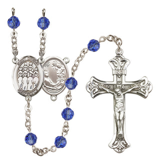 Sterling Silver 6mm Austrian Crystal Saint Cecilia / Choir Rosary in Sapphire
