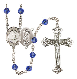 Sterling Silver 6mm Saint Christopher / Skiing Rosary