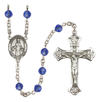 Sterling Silver 6mm Austrian Crystal Saint Nino de Atocha Rosary in Sapphire