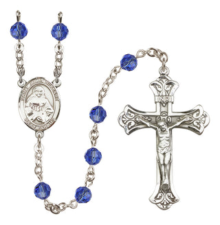 Sterling Silver 6mm Austrian Crystal Saint Julia Billiart Rosary in Sapphire