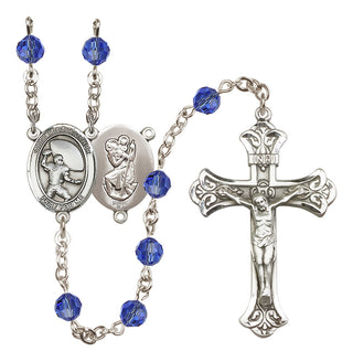 Sterling Silver 6mm Saint Christopher / Football Rosary