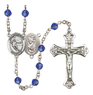 Sterling Silver 6mm Saint Christopher/Hockey Rosary