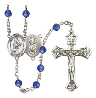 Sterling Silver 6mm Saint Christopher/Softball Rosary