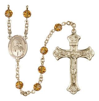 14 Karat Gold-Filled 6mm Austrian Crystal Saint Jeanne Jugan Rosary in Topaz