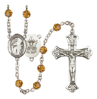 Sterling Silver 6mm Saint Brendan the Navigator/Navy Rosary