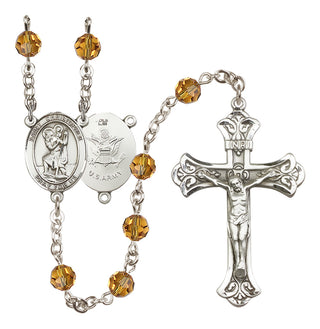 Sterling Silver 6mm Saint Christopher / Army Rosary