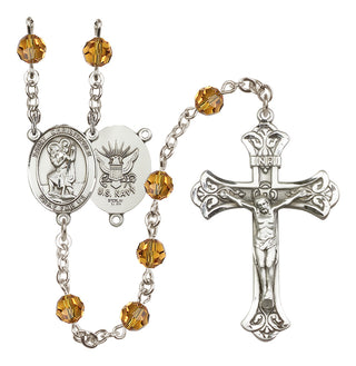 Sterling Silver 6mm Saint Christopher / Navy Rosary