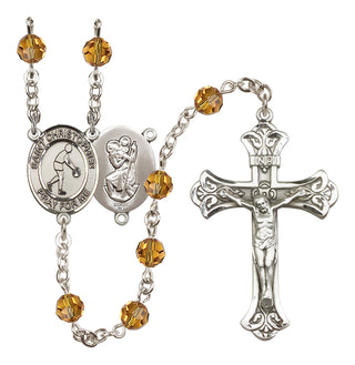 Sterling Silver 6mm Saint Christopher/Basketball Rosary