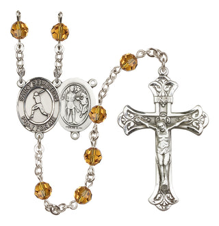 Sterling Silver 6mm Saint Sebastian/Baseball Rosary