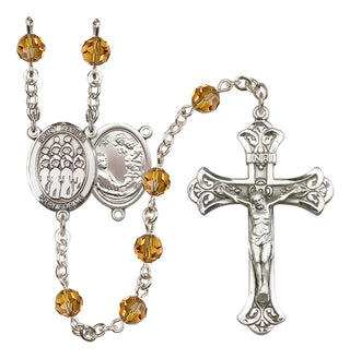 Sterling Silver 6mm Austrian Crystal Saint Cecilia / Choir Rosary in Topaz