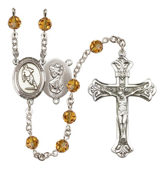 Sterling Silver 6mm Saint Christopher / Rugby Rosary