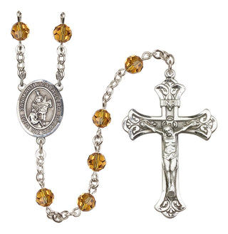 Sterling Silver 6mm Austrian Crystal San Martin Caballero Rosary in Topaz