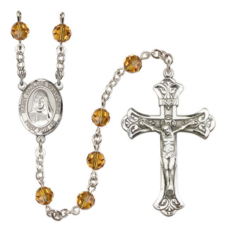 Sterling Silver 6mm Austrian Crystal Saint Pauline Visintainer Rosary in Topaz