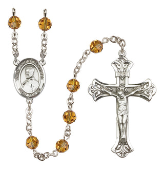 Sterling Silver 6mm Austrian Crystal Saint Andre Bessette Rosary in Topaz
