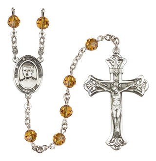Sterling Silver 6mm Austrian Crystal Saint Jose Sanchez del Rio Rosary in Topaz