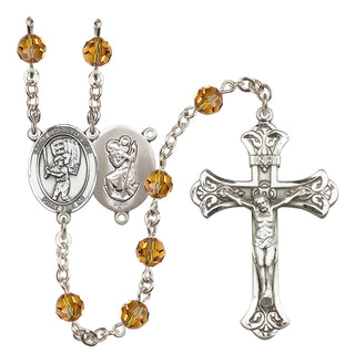 Sterling Silver 6mm Saint Christopher/Baseball Rosary