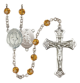 Sterling Silver 6mm Austrian Crystal Guardian Angel/Dance Rosary in Topaz