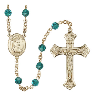 14 Karat Gold-Filled 6mm Austrian Crystal Saint Elizabeth of Hungary Rosary in Zircon
