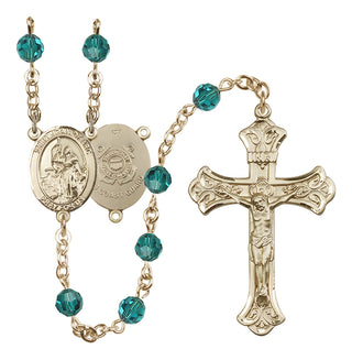 14 Karat Gold-Filled 6mm Austrian Crystal Saint Joan of Arc /Coast Guard Rosary in Zircon