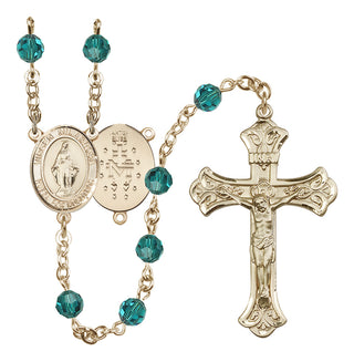 14 Karat Gold-Filled 6mm Austrian Crystal Virgen Milagrosa Rosary in Zircon
