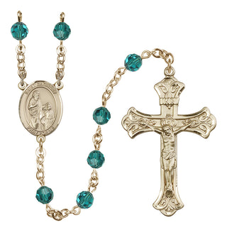 14 Karat Gold-Filled 6mm Austrian Crystal Saint Zachary Rosary in Zircon