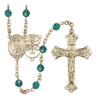 14 Karat Gold-Filled 6mm Austrian Crystal Guardian Angel / EMT Rosary in Zircon