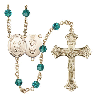 14 Karat Gold-Filled 6mm Austrian Crystal Saint Christopher/Gymnastics Rosary in Zircon