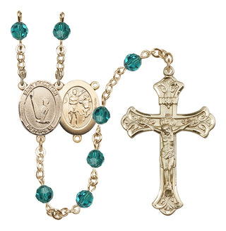 14 Karat Gold-Filled 6mm Austrian Crystal Saint Sebastian/Gymnastics Rosary in Zircon