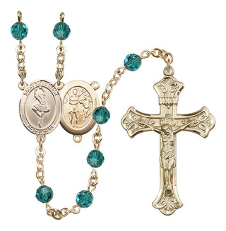 14 Karat Gold-Filled 6mm Austrian Crystal Saint Sebastian/Dance Rosary in Zircon
