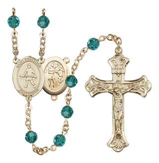 14 Karat Gold-Filled 6mm Austrian Crystal Saint Sebastian/Field Hockey Rosary in Zircon