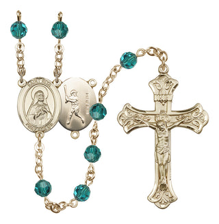 14 Karat Gold-Filled 6mm Austrian Crystal Saint Rita / Baseball Rosary in Zircon