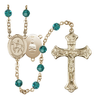 14 Karat Gold-Filled 6mm Austrian Crystal Saint Kateri/Equestrian Rosary in Zircon