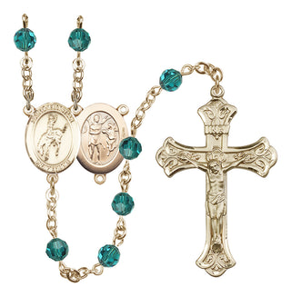 14 Karat Gold-Filled 6mm Austrian Crystal Saint Sebastian / Rodeo Rosary in Zircon