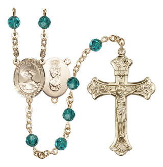 14 Karat Gold-Filled 6mm Austrian Crystal Saint Christopher/Water Polo Women Rosary in Zircon