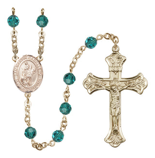 14 Karat Gold-Filled 6mm Austrian Crystal San Martin Caballero Rosary in Zircon