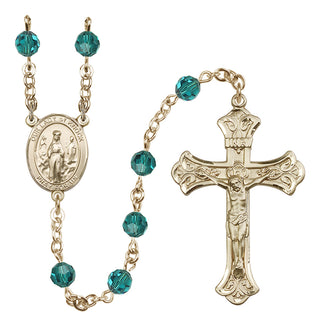 14 Karat Gold-Filled 6mm Austrian Crystal Our Lady of Knock Rosary in Zircon