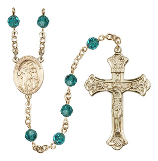 14 Karat Gold-Filled 6mm Austrian Crystal Guardian Angel w/Children Rosary in Zircon