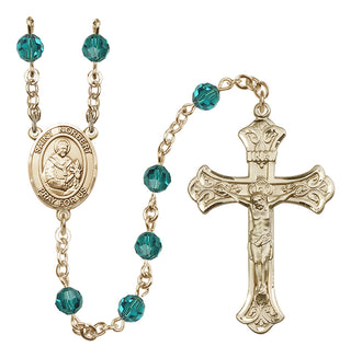 14 Karat Gold-Filled 6mm Austrian Crystal Saint Norbert of Xanten Rosary in Zircon