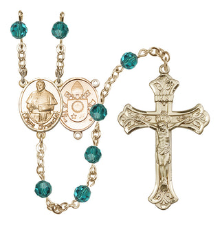 14 Karat Gold-Filled 6mm Austrian Crystal Pope Francis Rosary in Zircon