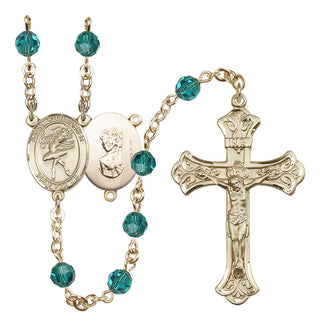 14 Karat Gold-Filled 6mm Austrian Crystal Saint Christopher/Dance Rosary in Zircon