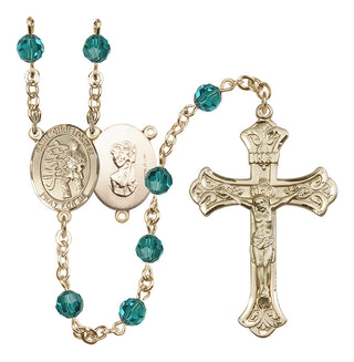 14 Karat Gold-Filled 6mm Austrian Crystal Saint Christopher / Karate Rosary in Zircon