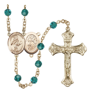 14 Karat Gold-Filled 6mm Austrian Crystal Saint Sebastian / Tennis Rosary in Zircon
