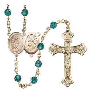 14 Karat Gold-Filled 6mm Austrian Crystal Saint Sebastian /Track&Field-Men Rosary in Zircon